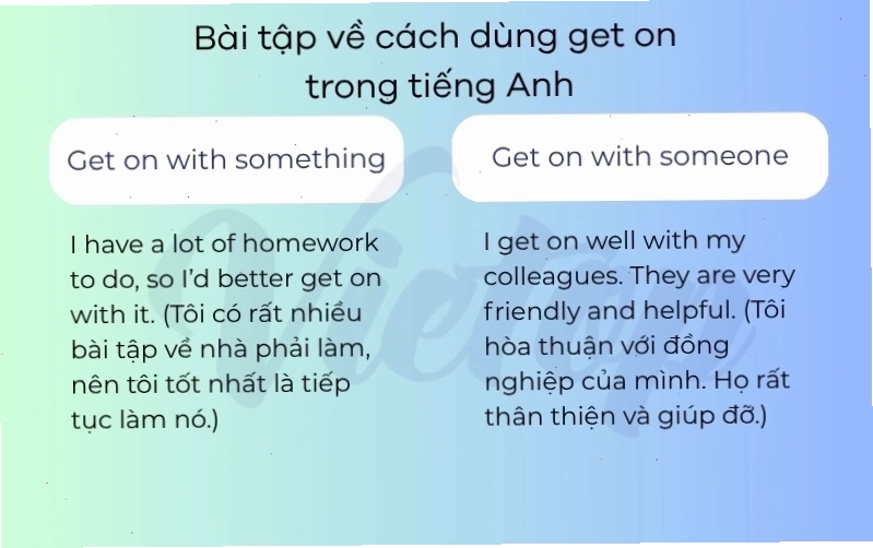 Bài tập thực hành về cách dùng get on