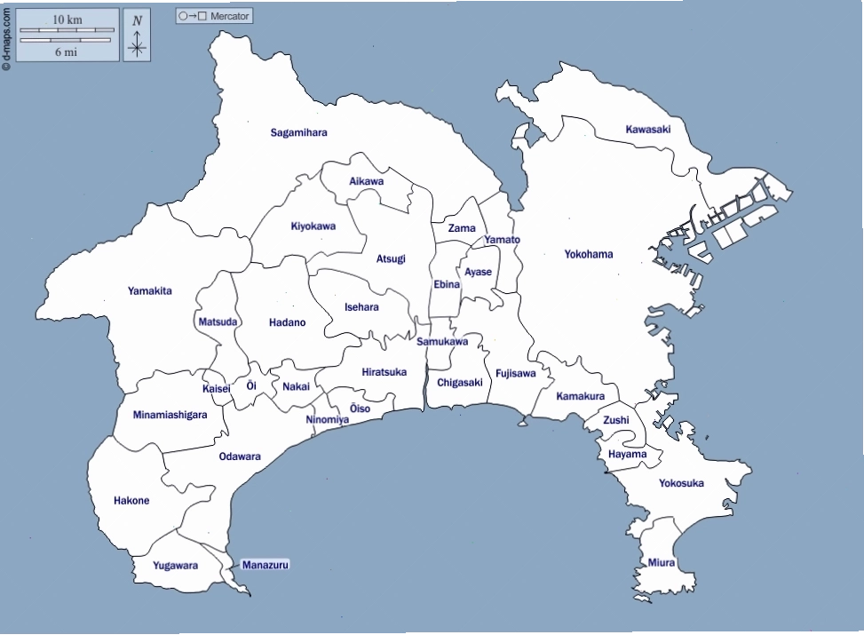 Bản đồ các thành phố thuộc tỉnh Kanagawa