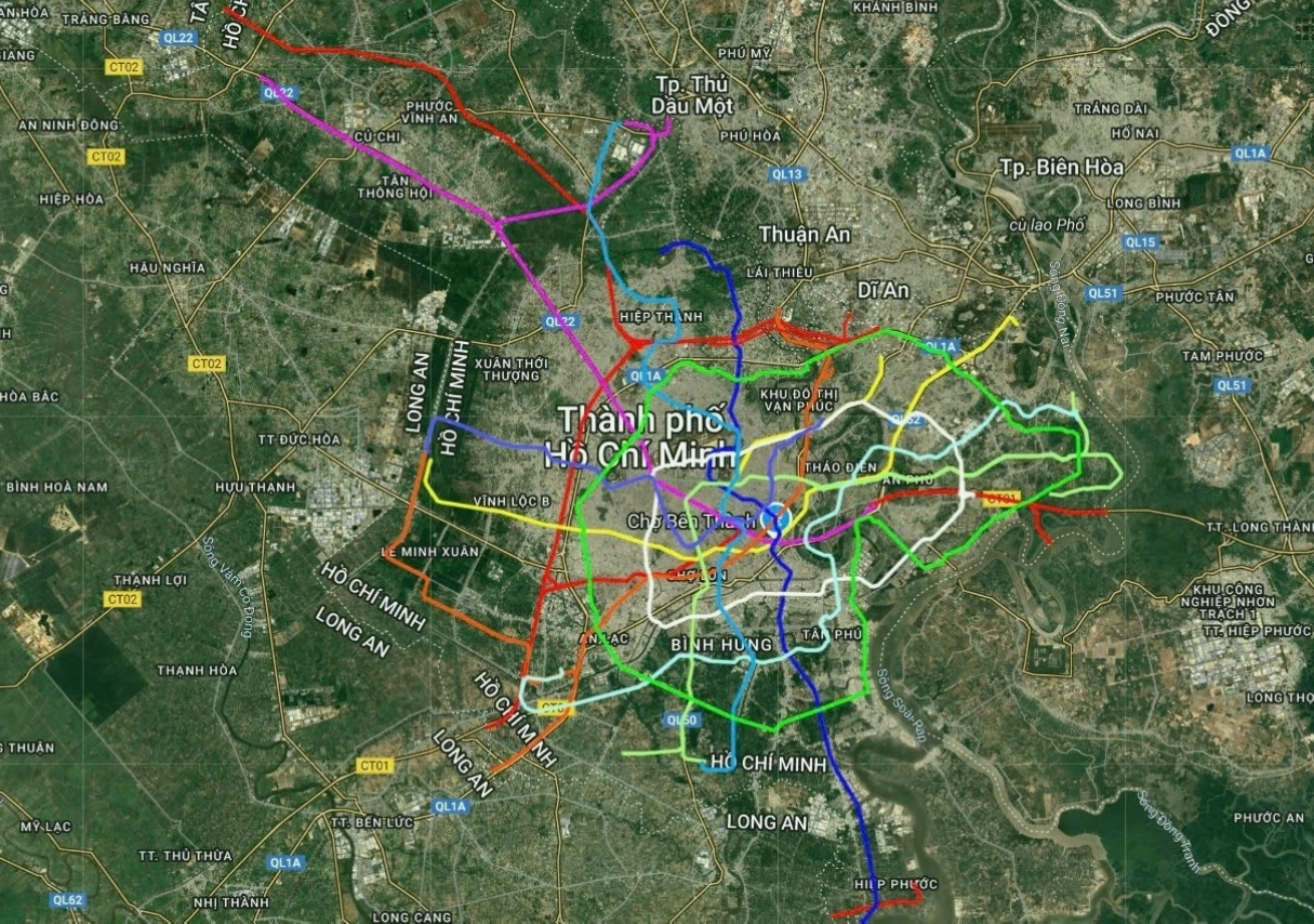 Bản đồ các tuyến Metro TPHCM đến năm 2030
