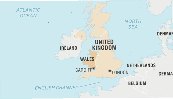 Bản đồ chi tiết vị trí địa lý của xứ Wales trong Vương quốc Anh