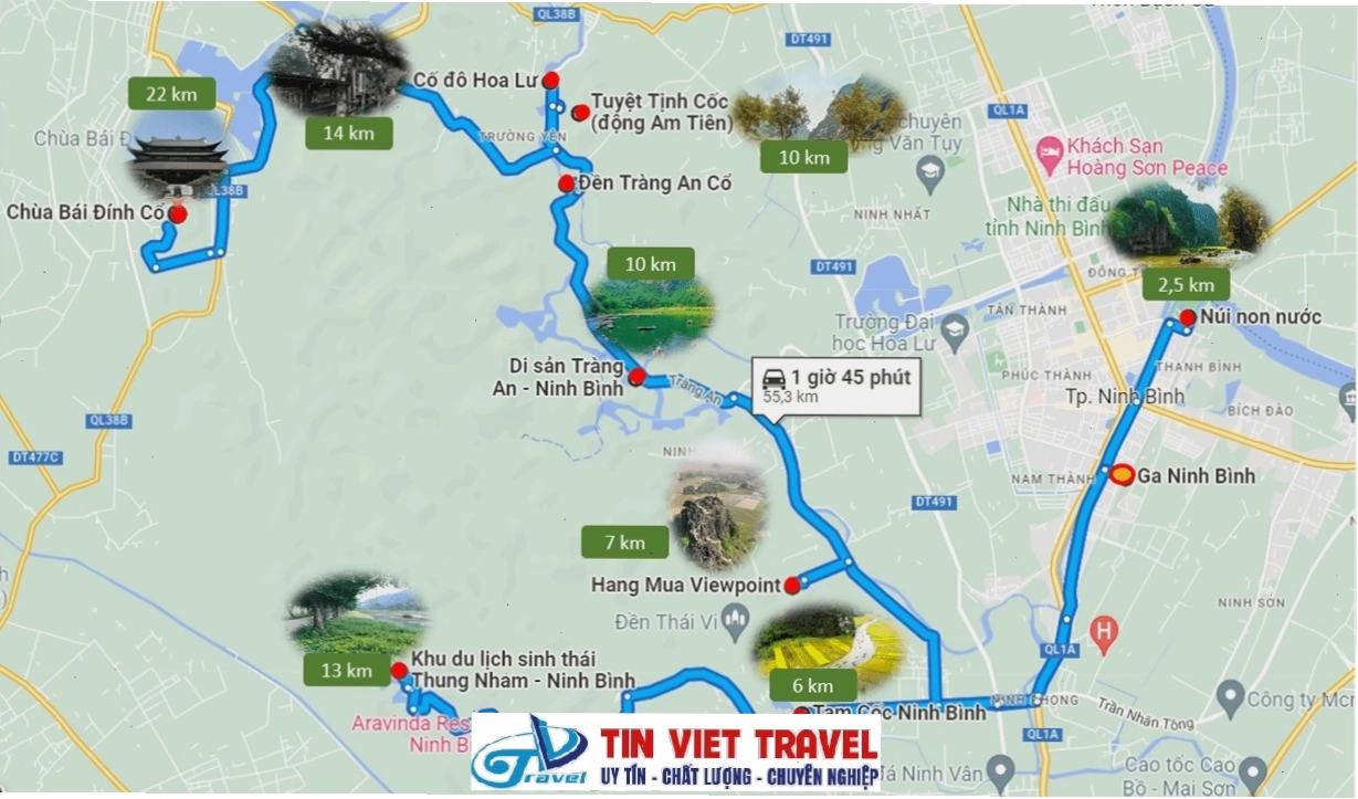 Bản đồ du lịch Tràng An Ninh Bình chỉ dẫn đường đi