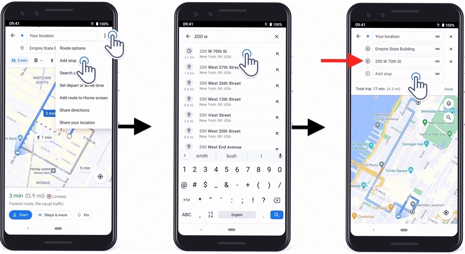Bản đồ Google Maps hiển thị lộ trình với nhiều điểm dừng
