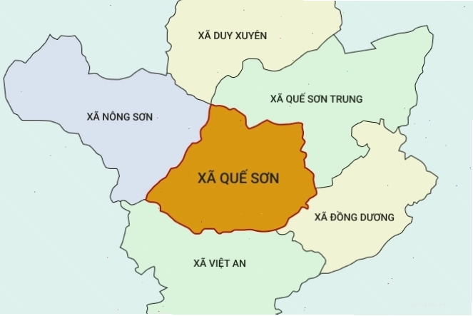 Bản đồ hành chính xã Quế Sơn, Quảng Nam với các đơn vị giáp ranh