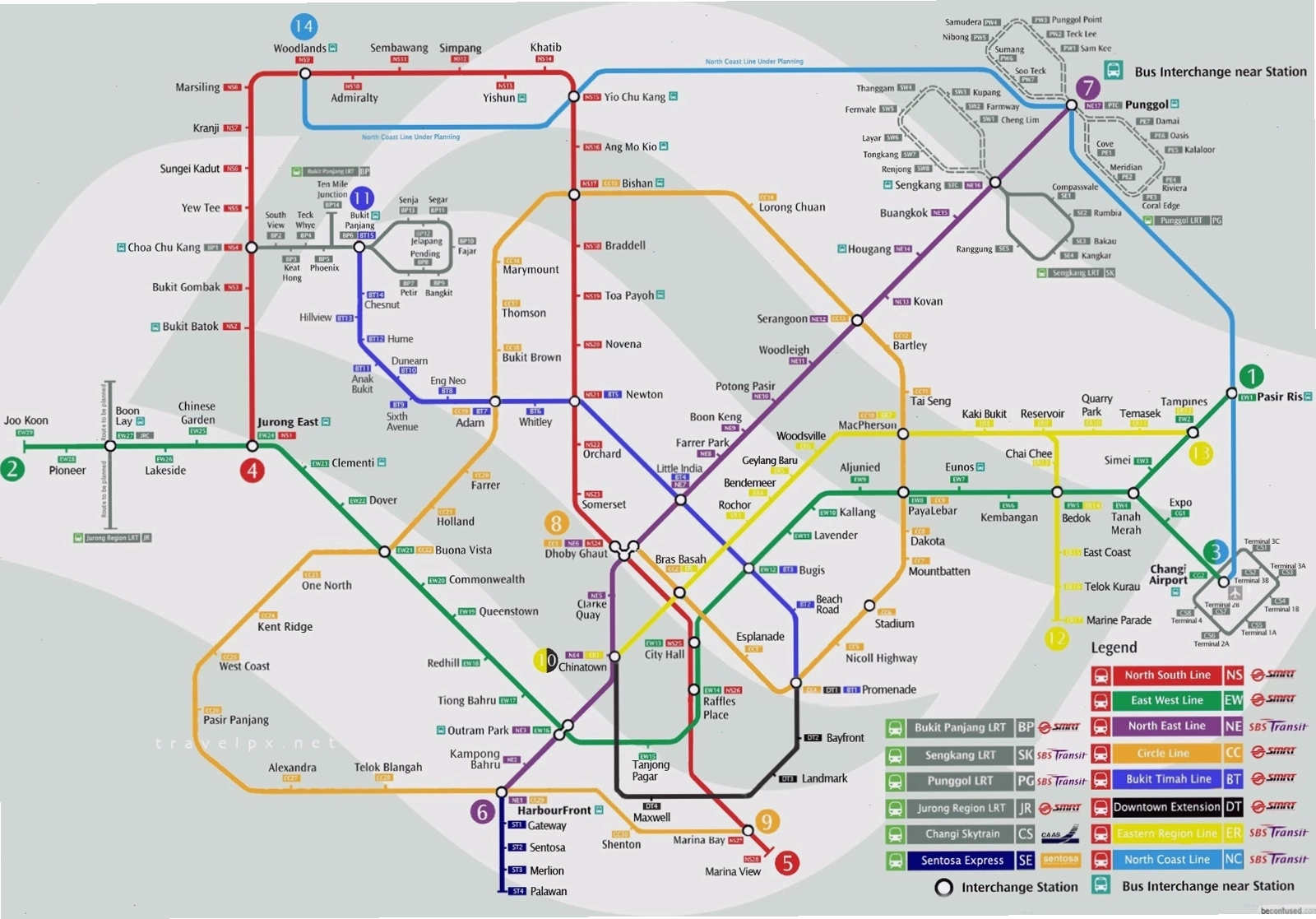 Bản đồ hệ thống tàu điện ngầm MRT Singapore