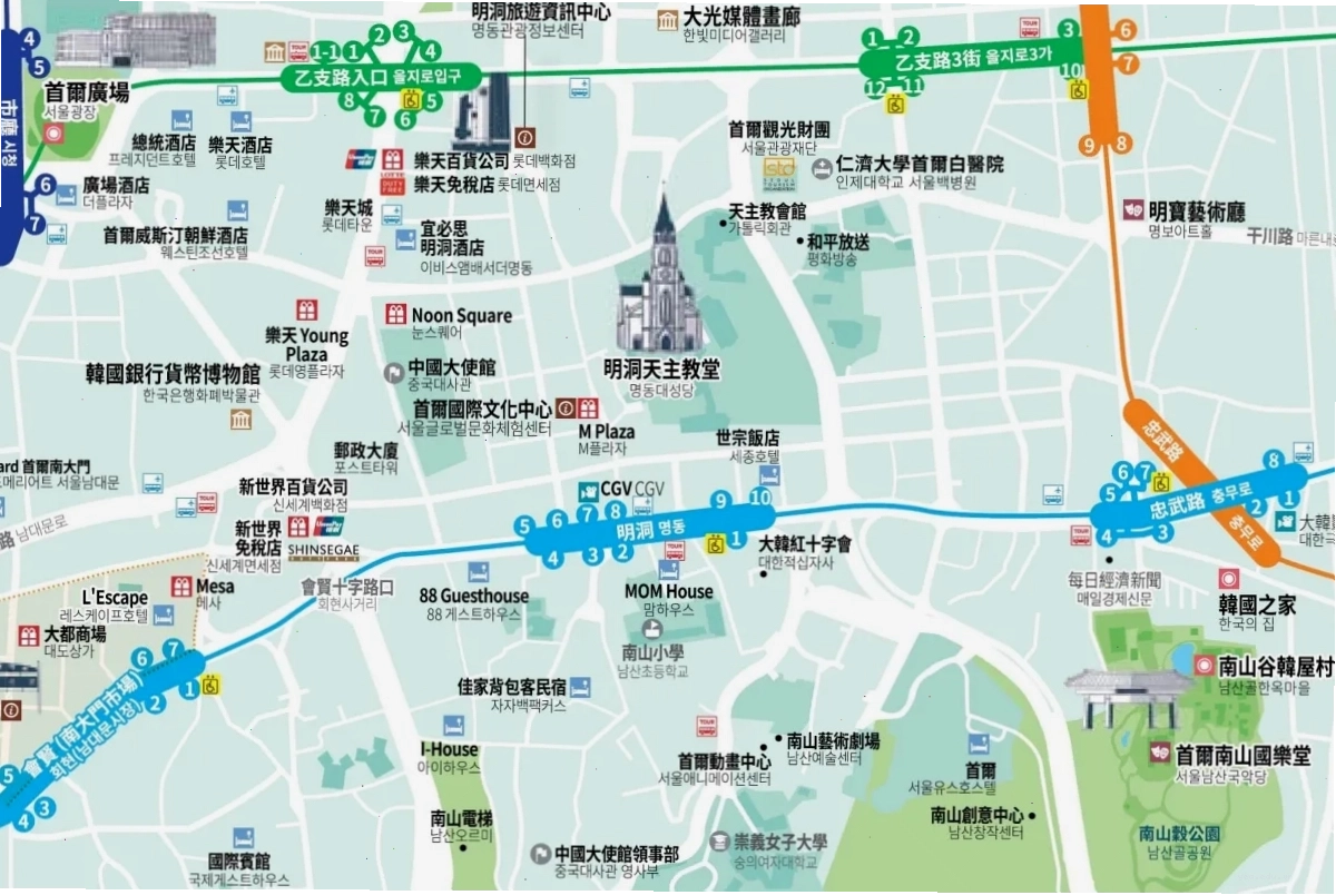 Bản đồ khu thương mại Myeongdong, Seoul