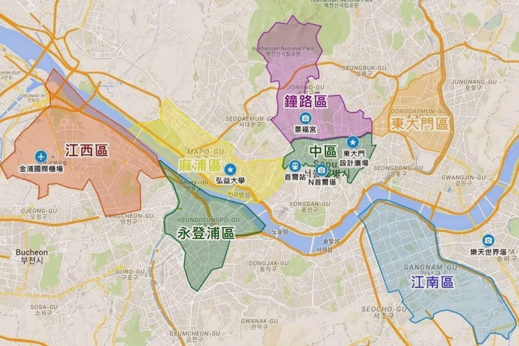 Bản đồ tổng quan các quận ở Seoul