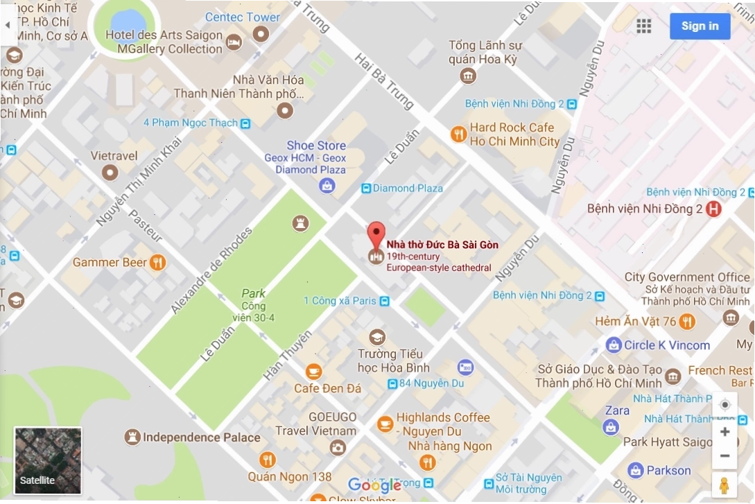Bản đồ vị trí Nhà thờ Đức Bà Sài Gòn