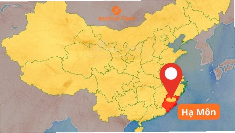 Bản đồ vị trí thành phố Hạ Môn, tỉnh Phúc Kiến, Trung Quốc