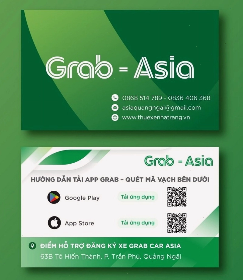 Biển hiệu Grab Asia tại Quảng Ngãi, Kon Tum