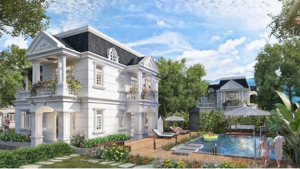 Biệt thự nghỉ dưỡng tại La Saveur de Hoa Binh mang phong cách kiến trúc Pháp