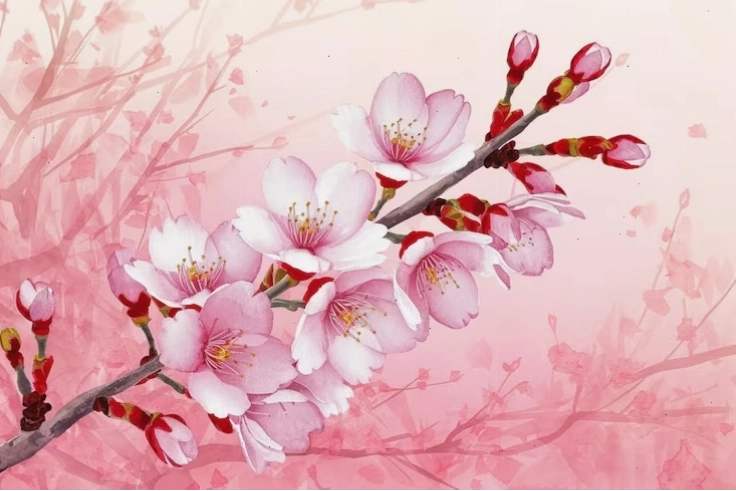 Bông hoa màu hồng với chữ cherry