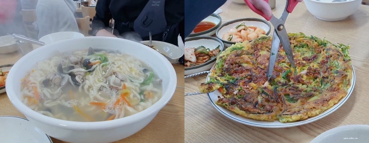 Bữa trưa thịnh soạn với Kalguksu và Pajeon tại Ansan