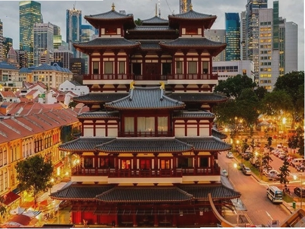 Buddha Tooth Relic Temple với kiến trúc đậm nét Á Đông