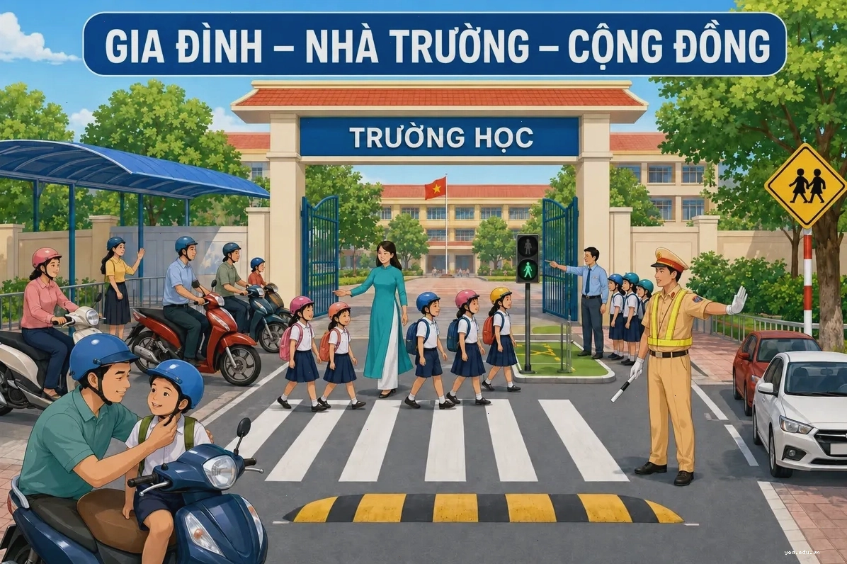 Buổi tuyên truyền an toàn giao thông cho học sinh tại trường học