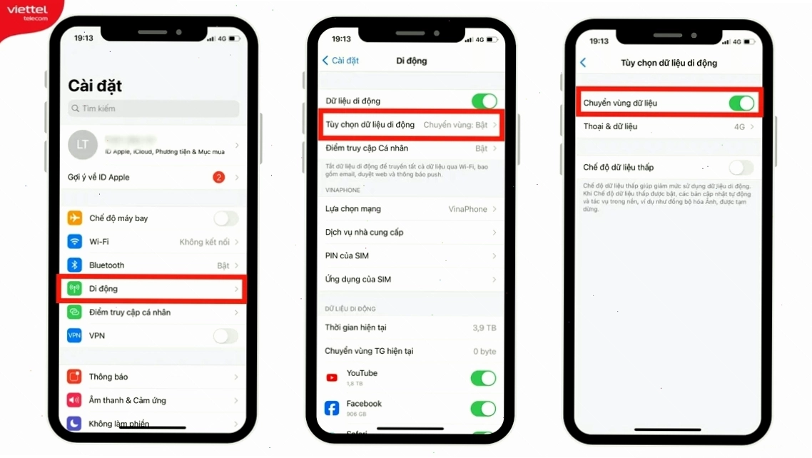 Các bước bật chuyển vùng quốc tế với hệ điều hành iOS
