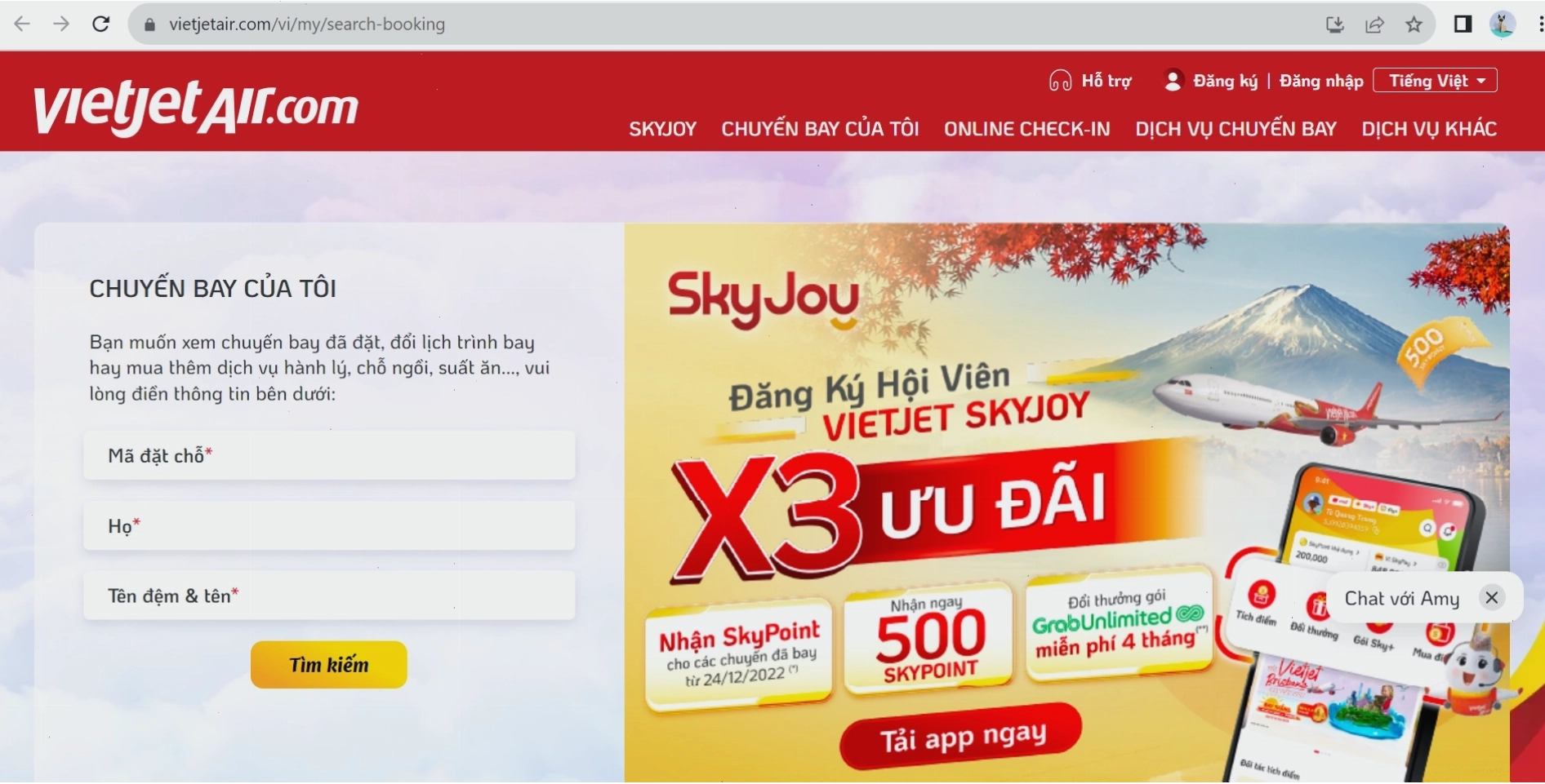 Các bước thay đổi thông tin vé máy bay Vietjet Air qua website của hãng