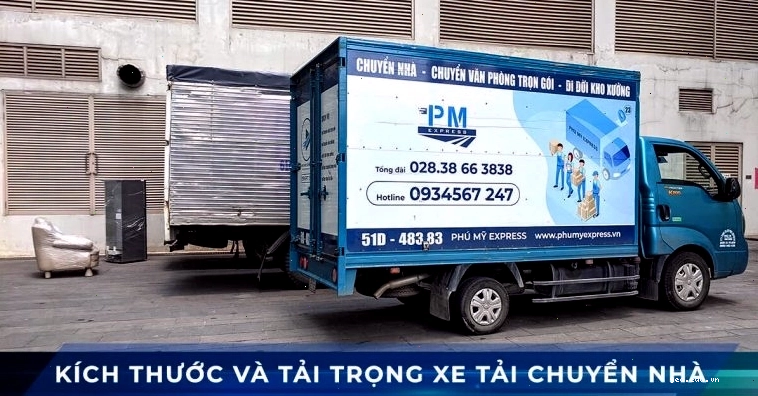 Các loại xe tải chuyển nhà với kích thước khác nhau