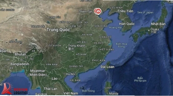Các tàu vận tải hàng hóa neo đậu tại Cảng Thiên Tân