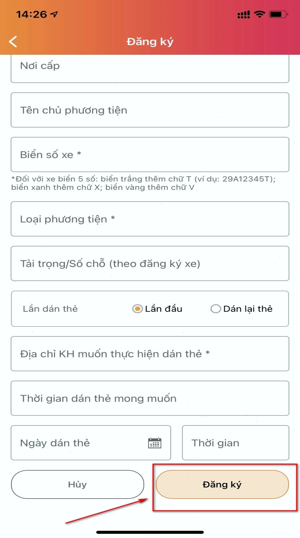 Cách đăng ký thu phí không dừng qua giao diện ứng dụng điện thoại
