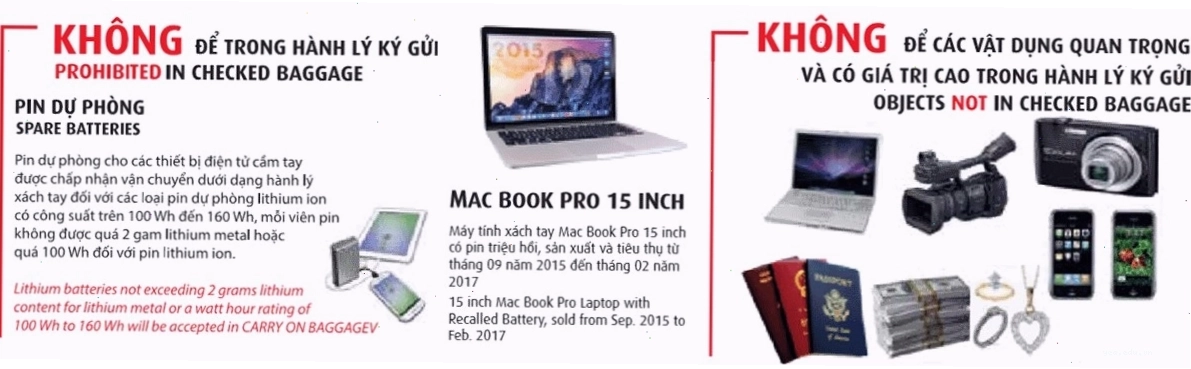 Cảnh báo về việc hành lý xách tay bị từ chối tại cửa khởi hành của Vietjet Air