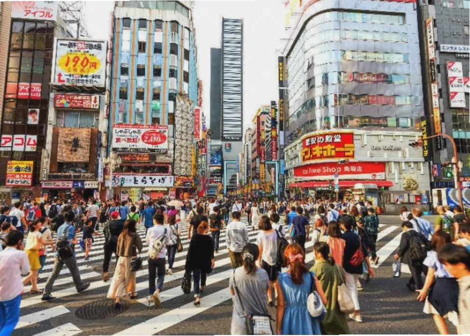Cảnh quan đông đúc của siêu đô thị Tokyo, Nhật Bản
