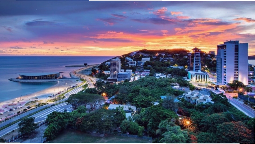 Cảnh quan thiên nhiên hùng vĩ của Papua New Guinea với đồi núi cây xanh bao phủ