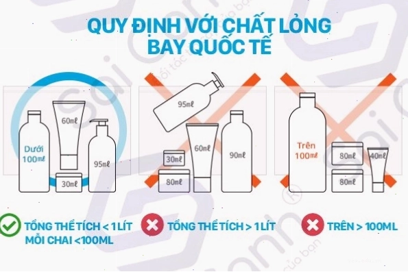 Cập nhật quy định mang chất lỏng lên máy bay mới nhất