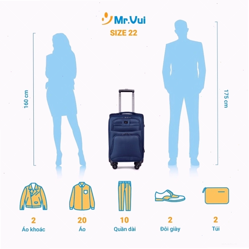 Chọn mua vali size 22 inch tại cửa hàng uy tín