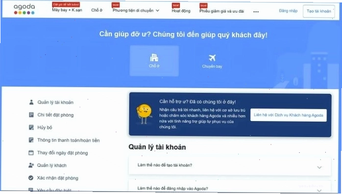 Chức năng hỗ trợ của tổng đài Agoda