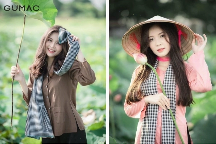 Chụp ảnh với sen mặc gì - áo bà ba truyền thống