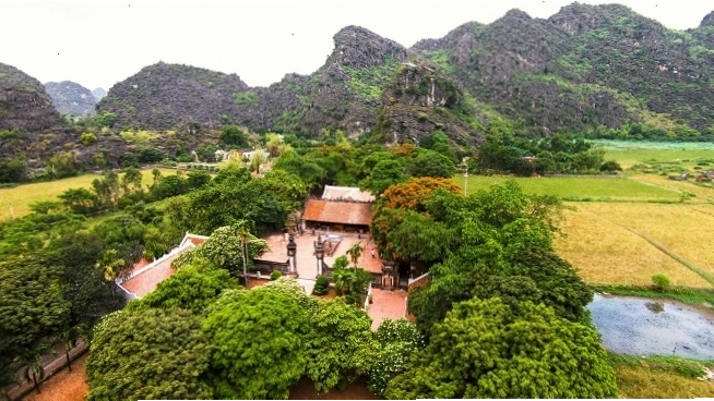 Con đường dẫn vào đền thờ Vua Lê với hàng cây xanh mướt