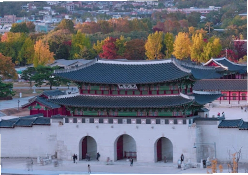 Cung điện Gyeongbokgung mùa lá vàng tháng 11