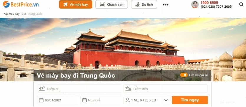 Đặt vé máy bay giá rẻ từ Việt Nam đi Trung Quốc