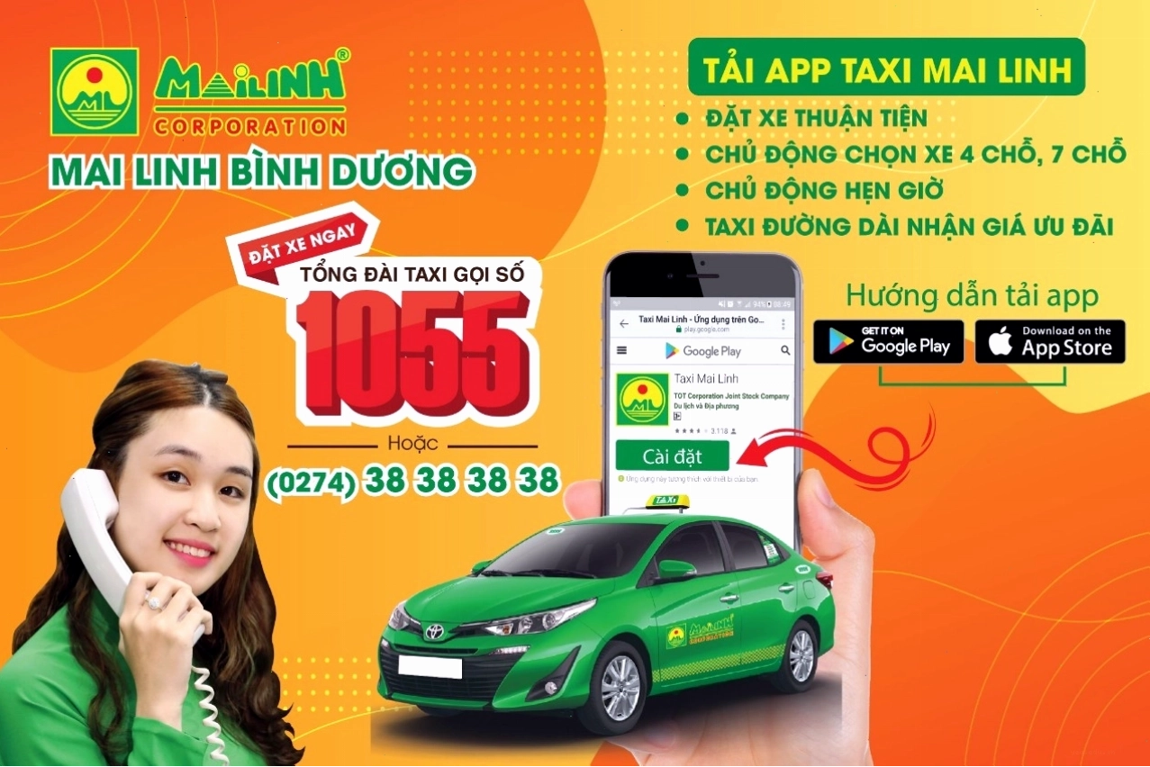 Đặt xe taxi Mai Linh qua tổng đài 1055 và ứng dụng