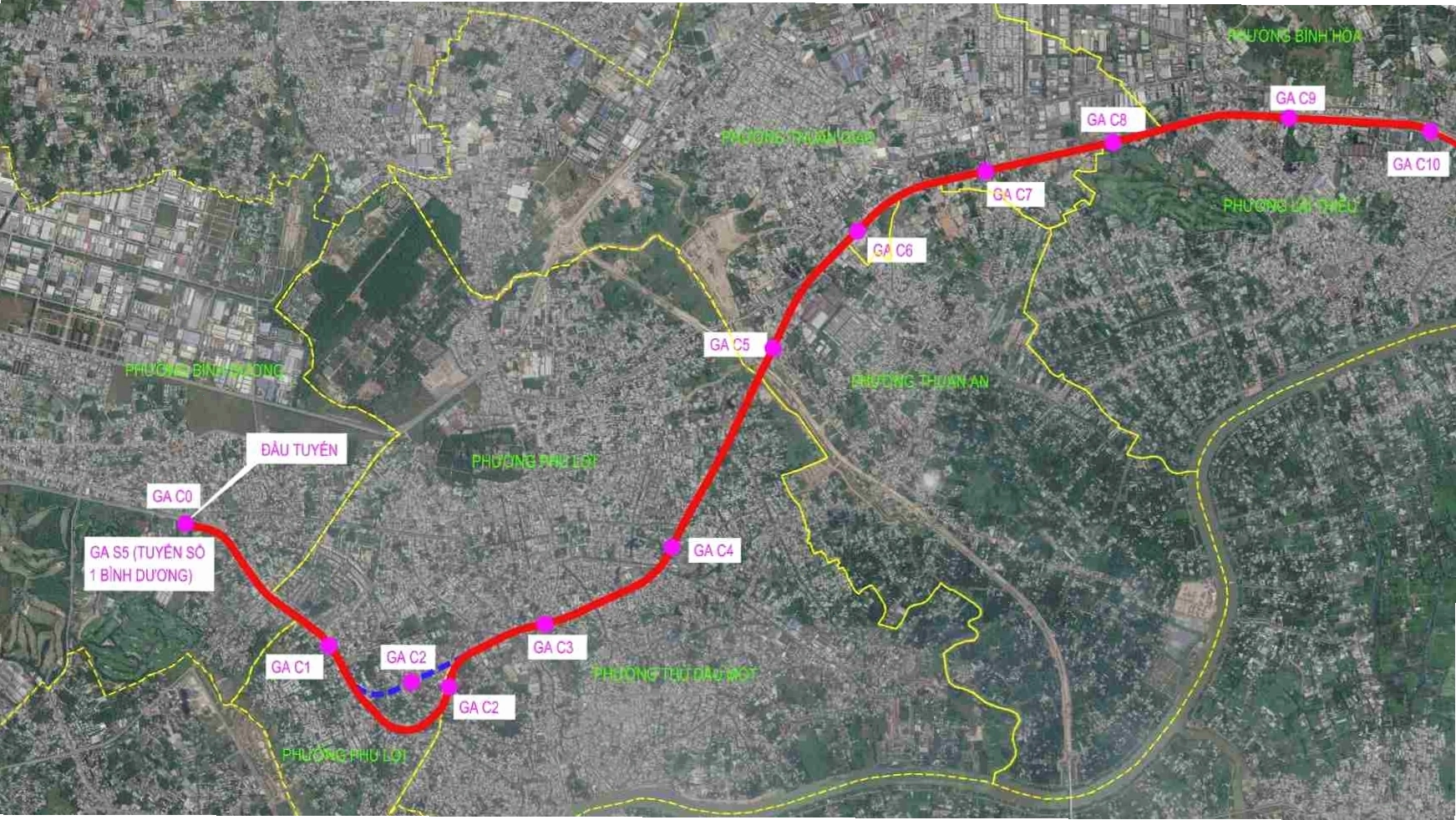 Điểm đầu tuyến Metro Bình Dương tại khu vực Bình Dương