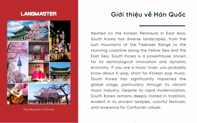 Đoạn văn ngắn về Hàn Quốc bằng tiếng Anh nhấn mạnh văn hóa K-pop
