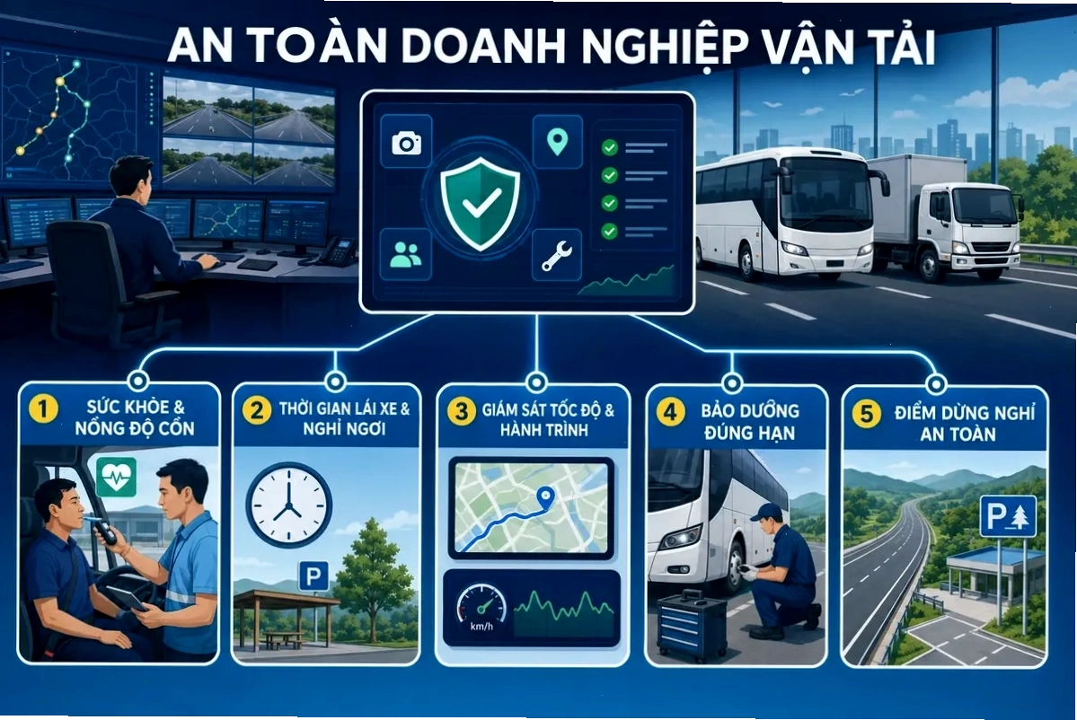 Doanh nghiệp vận tải đảm bảo an toàn cho đội xe của mình