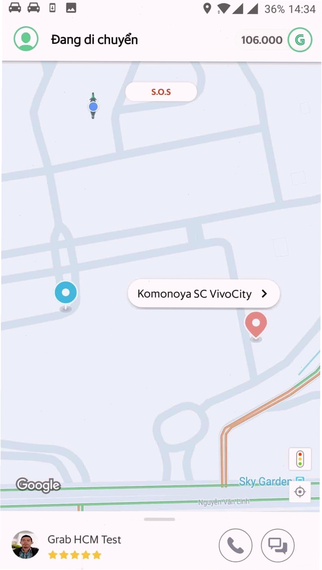Đối tác GrabCar nhận thông báo về tính năng GrabNow