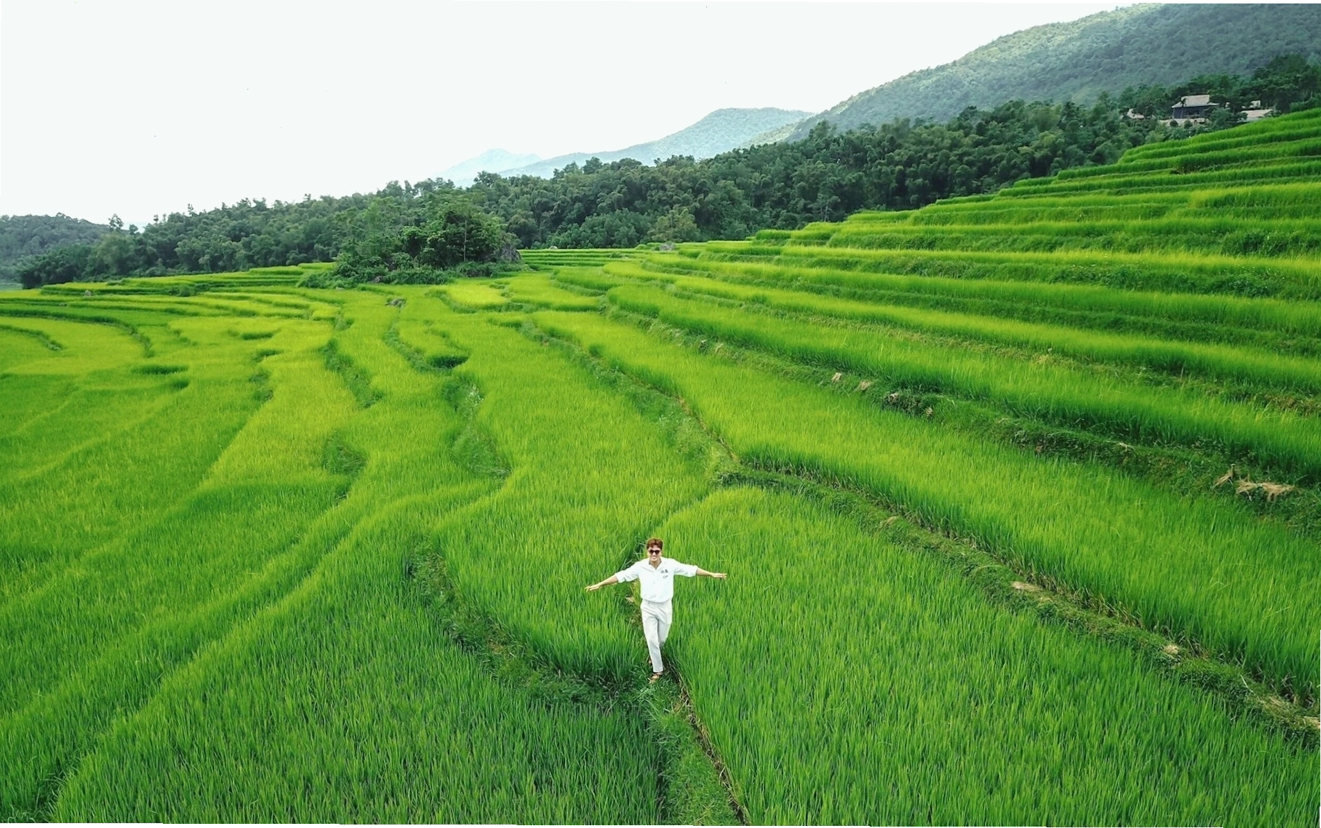 Du khách khám phá ruộng bậc thang Pù Luông