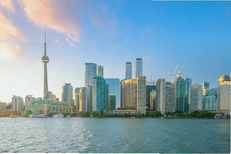 Đường chân trời thành phố Toronto lúc hoàng hôn ở Ontario, Canada