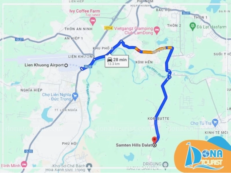 Đường đi đến Samten Hills Đà Lạt