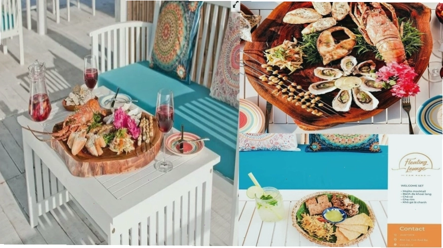 Floating Lounge Cam Ranh với lưới và dù che