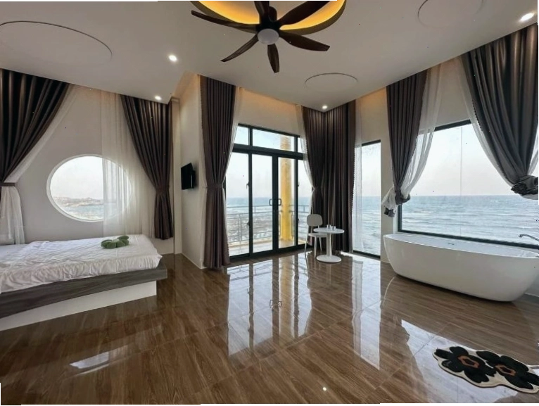 Giác homestay nổi bật với lối thiết kế sang trọng, hiện đại, view hướng biển đắt giá