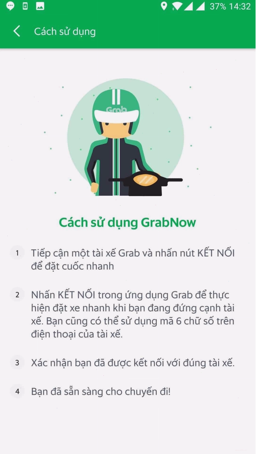 Giao diện giới thiệu tính năng GrabNow trên ứng dụng Grab