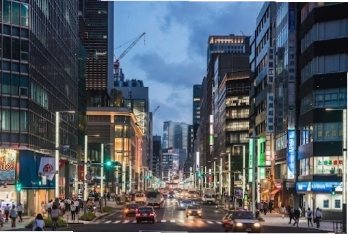 Góc nhìn khác của bảo tàng Edo-Tokyo, nhấn mạnh hình khối kiến trúc