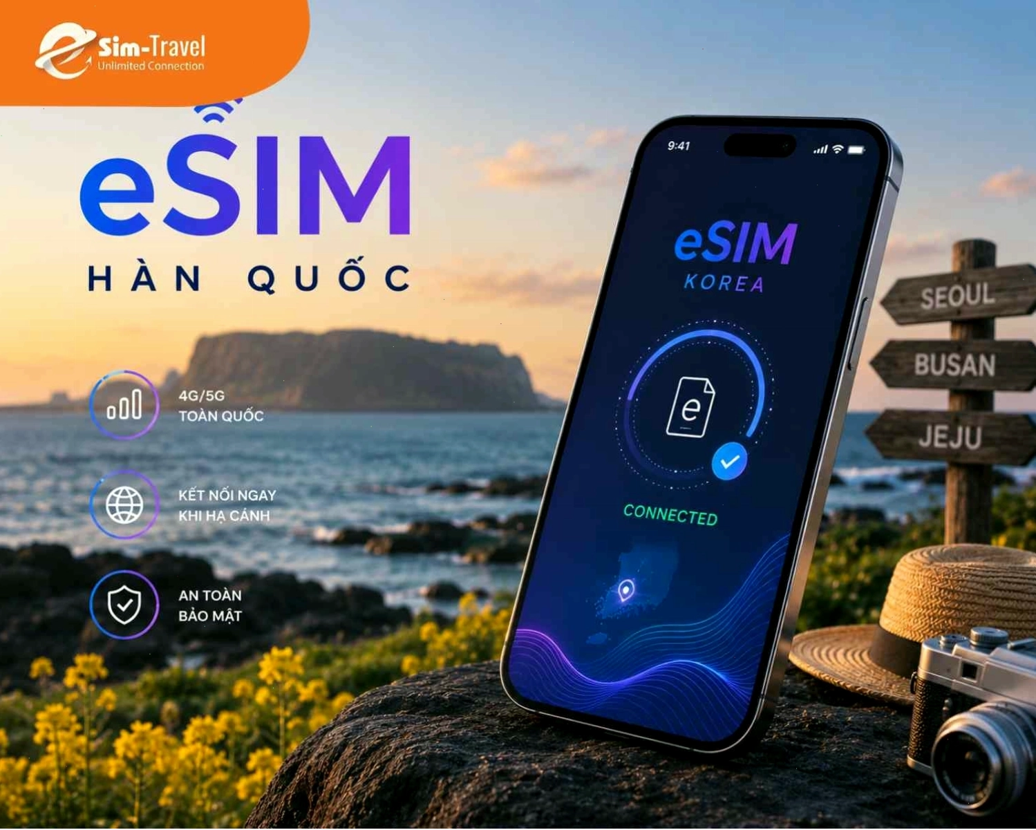 Hàn Quốc hỗ trợ kết nối 4G/5G nhanh chóng ngay khi nhập cảnh.
