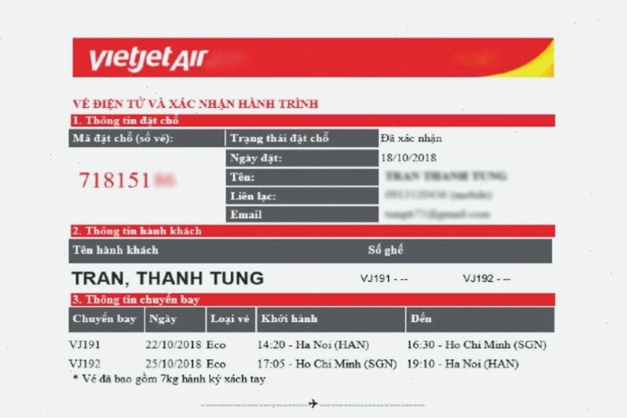 Hành khách hạng vé Eco cần đóng thêm phí khi đổi thông tin vé Vietjet