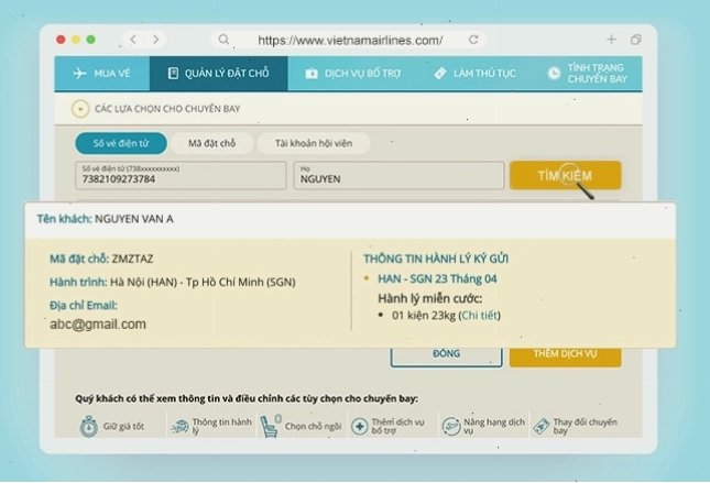 Hành lý ký gửi của Vietnam Airlines được sắp xếp gọn gàng