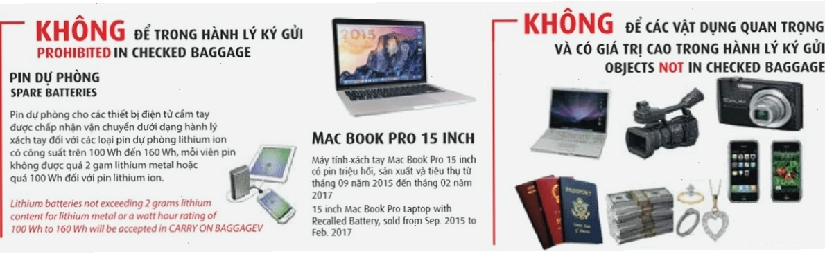 Hành lý Vietjet Air vật phẩm giá trị cao không được ký gửi