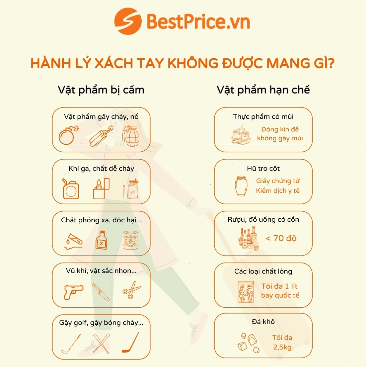 Hành lý xách tay không được mang gì